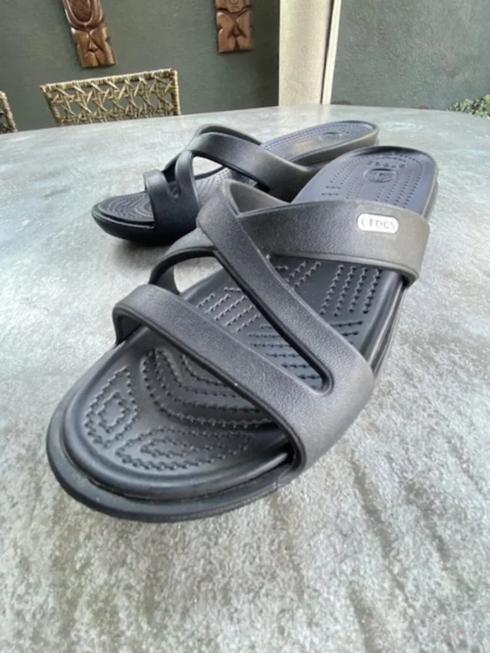 CROCS Women's Black Slip-On Strappy Sandals Size 10